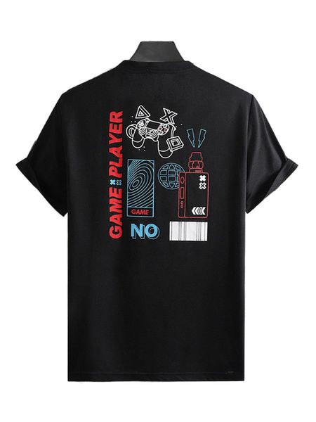 men letter & gamepad print tee e7t8#, White;black
men letter & gamepad print tee e7t8#, White;black