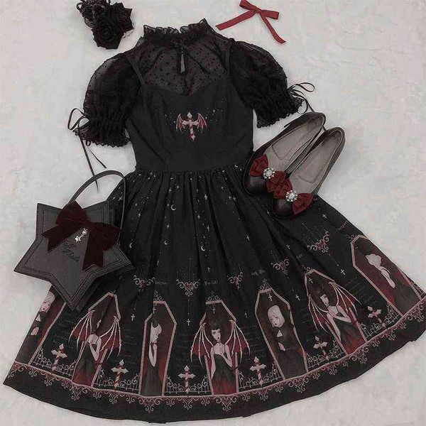 nxy casual dress dark gothic devil print dress black japanese style lolita jsk victorian suspender dress loli sweet goth bandage dresses 040, Black;gray
nxy casual dress dark gothic devil print dress black japanese style lolita jsk victorian suspender dress loli sweet goth bandage dresses 040, Black;gray