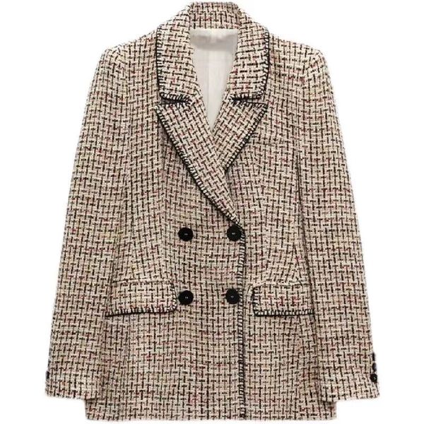 b126 women's designer blazers clothing tide brand high-quality 2022 spring women fashion tweed blazer vintage long sleeve double breast, White;black
b126 women's designer blazers clothing tide brand high-quality 2022 spring women fashion tweed blazer vintage long sleeve double breast, White;black