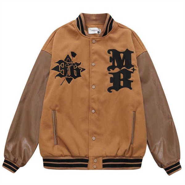 men baseball jacket hip hop streetwear letter flower embroidery patchwork vintage coat 2022 harajuku oversized varsity jackets t220728, Black;brown
men baseball jacket hip hop streetwear letter flower embroidery patchwork vintage coat 2022 harajuku oversized varsity jackets t220728, Black;brown