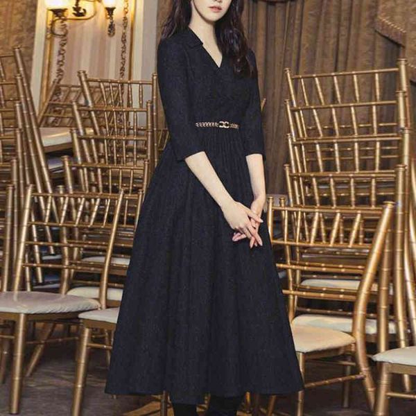 casual dresses hepburn skirt autumn small v-neck big hem seven sleeve jacquard dress with chain belt, Black;gray
casual dresses hepburn skirt autumn small v-neck big hem seven sleeve jacquard dress with chain belt, Black;gray