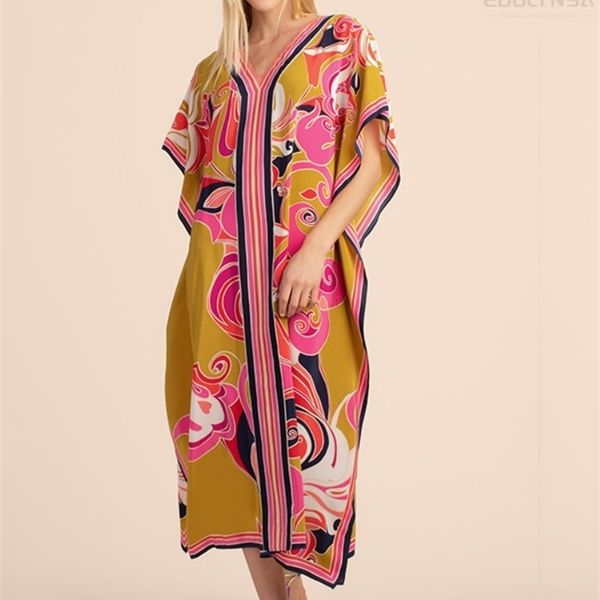 long kaftan bohemian printed bikini coverups vneck half sleeve maxi dress tunic women beach wear swim suit cover up q1333 220622, White;black
long kaftan bohemian printed bikini coverups vneck half sleeve maxi dress tunic women beach wear swim suit cover up q1333 220622, White;black