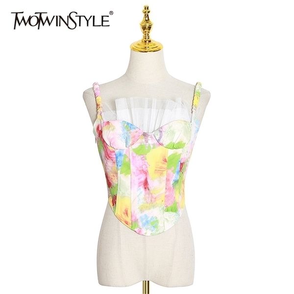 twotwinstyle print patchwork ruffle mesh vest for women spaghetti strap vintage vests female summer fashion clothing 210401, White
twotwinstyle print patchwork ruffle mesh vest for women spaghetti strap vintage vests female summer fashion clothing 210401, White
