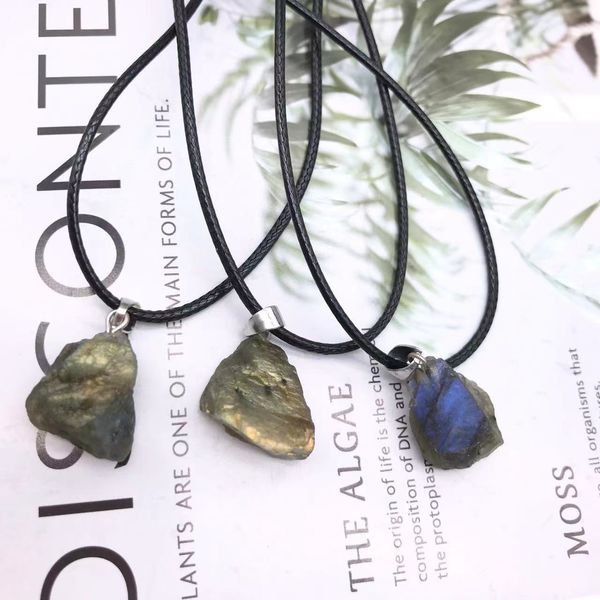 rough natural labradorite moonstone energy healing stone pendant irregular necklace rope necklace women jewelry factory wholesale, Silver
rough natural labradorite moonstone energy healing stone pendant irregular necklace rope necklace women jewelry factory wholesale, Silver