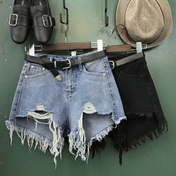 high waist denim women summer loose wide leg hole tassel jeans shorts y200822, White;black
high waist denim women summer loose wide leg hole tassel jeans shorts y200822, White;black