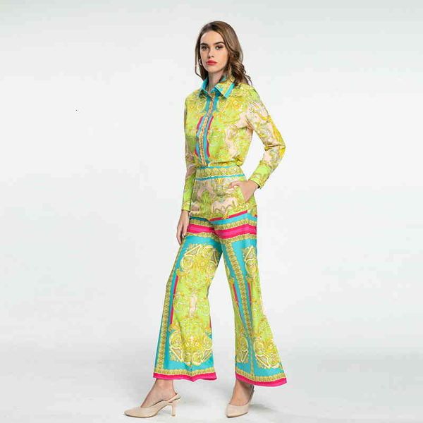 women's two piece pants fashion printed two-piece set 2022 spring and summer long sleeved shirt high waist wide leg flared pants women, White
women's two piece pants fashion printed two-piece set 2022 spring and summer long sleeved shirt high waist wide leg flared pants women, White