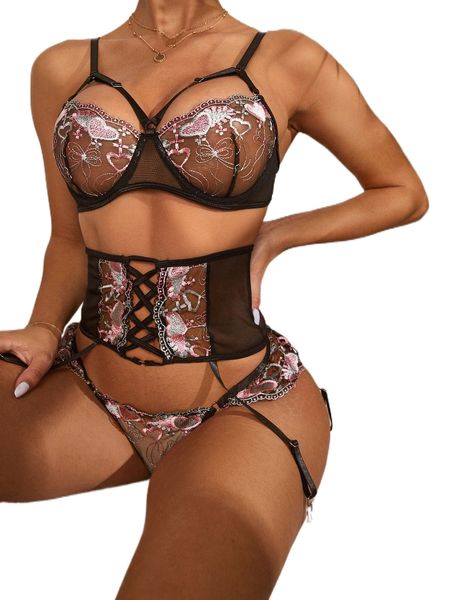 3pack embroidery mesh underwire lingerie set 583b#, Black;red
3pack embroidery mesh underwire lingerie set 583b#, Black;red