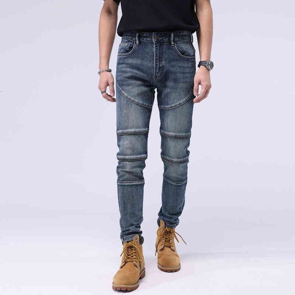 men's jeans fashion street fashion personalized stitching jeans men's brand elastic motorcycle slim fit young pants 1hrp, Blue
men's jeans fashion street fashion personalized stitching jeans men's brand elastic motorcycle slim fit young pants 1hrp, Blue