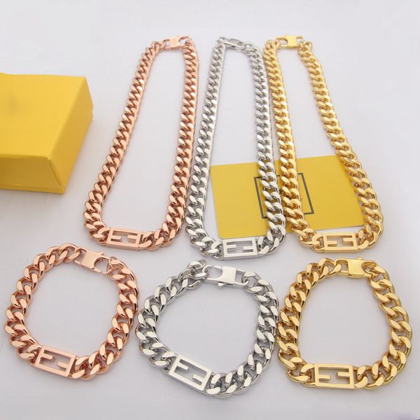 fashion jewelry collection female designer bracelet necklace gold chain simple letter necklace party thick bracelet necklace set jewelry qua, Black
fashion jewelry collection female designer bracelet necklace gold chain simple letter necklace party thick bracelet necklace set jewelry qua, Black