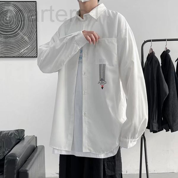 men's casual shirts designer long sleeved shirt autumn loose solid color korean fashion casual versatile handsome coat men's wear, White;black 
men's casual shirts designer long sleeved shirt autumn loose solid color korean fashion casual versatile handsome coat men's wear, White;black