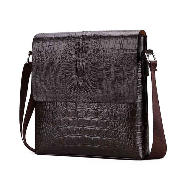 handbags bags men's shoulder crocodile pattern business casual men's briefcase diagonal straddle, Black;red