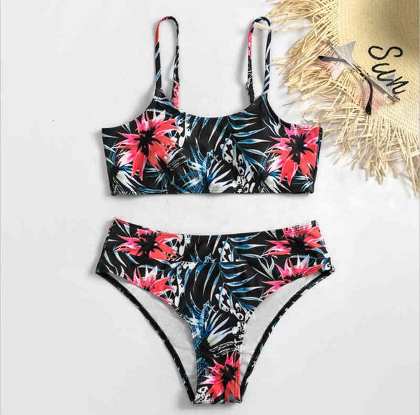 split swimsuit printed bikini for women, White;black