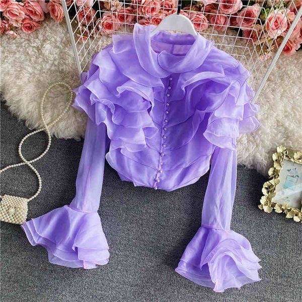 women's blouses shirts spring french court style super fairy layer upon ruffle edge organza shirt women's perspective foreign horn, White
women's blouses shirts spring french court style super fairy layer upon ruffle edge organza shirt women's perspective foreign horn, White