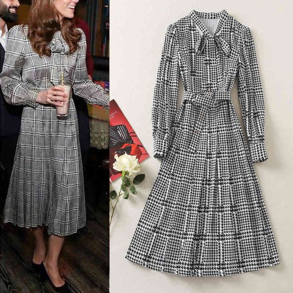 casual dresses the same women's dress of the princess in autumn with bow tie at neckline and lace up waist a thous bird check, Black;gray
casual dresses the same women's dress of the princess in autumn with bow tie at neckline and lace up waist a thous bird check, Black;gray