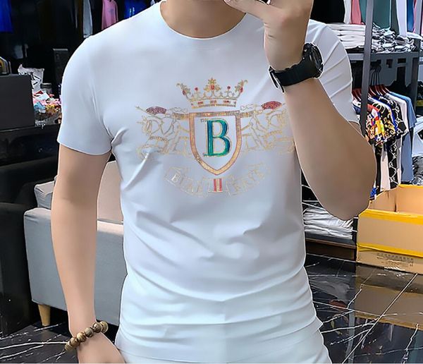 men's t-shirts european station tide brand drill men's t-shirt short-sleeved round neck shirt slim thin top, White;black
men's t-shirts european station tide brand drill men's t-shirt short-sleeved round neck shirt slim thin top, White;black