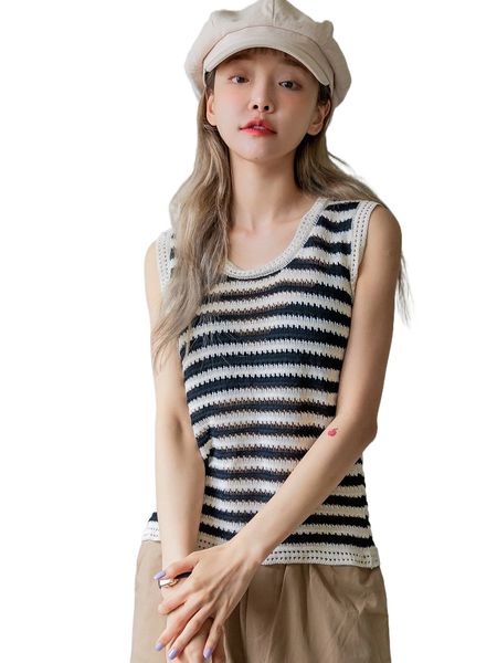 dazy striped print hollow out tank x2ac#, White
dazy striped print hollow out tank x2ac#, White