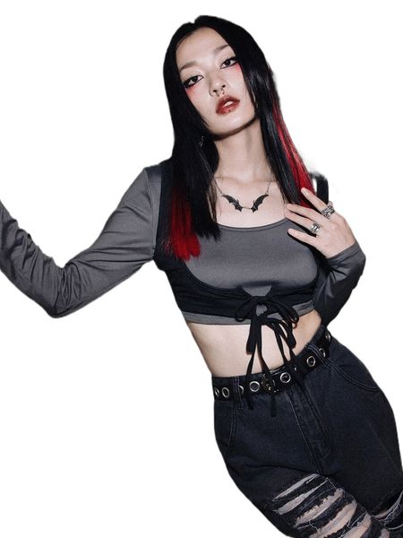 romwe punk rock solid crop tee & lace up tank z9v7#, White
romwe punk rock solid crop tee & lace up tank z9v7#, White