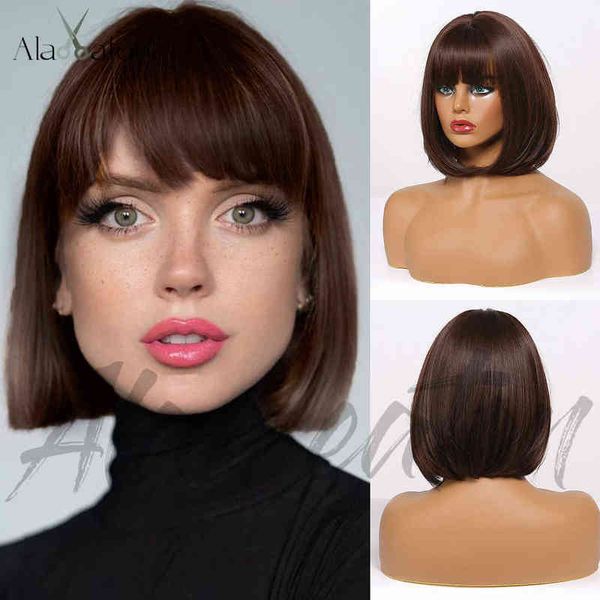 women's brown wigs bobo head qi bangs short straight hair suitable for 220527, Black
women's brown wigs bobo head qi bangs short straight hair suitable for 220527, Black