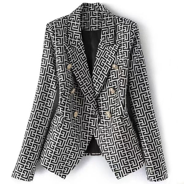 b046 women's designer blazers clothing tide brand high-quality retro fashion presbyopic maze series suit jacket lion double-breasted sl, White;black
b046 women's designer blazers clothing tide brand high-quality retro fashion presbyopic maze series suit jacket lion double-breasted sl, White;black