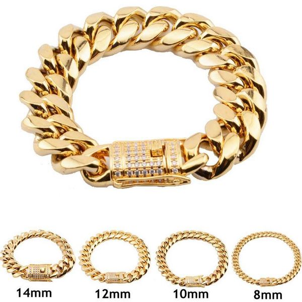 8mm/10mm/12mm/14mm/16mm/18mm mens 18k gold plated stainless steel bracelets high polished miami cuban link punk curb cz bracelet239b, Black
8mm/10mm/12mm/14mm/16mm/18mm mens 18k gold plated stainless steel bracelets high polished miami cuban link punk curb cz bracelet239b, Black