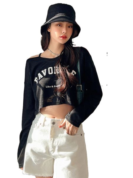 dazy letter graphic asymmetrical neck drop shoulder tee f05v#, White
dazy letter graphic asymmetrical neck drop shoulder tee f05v#, White