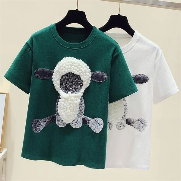 korean summer women sweet cotton t-shirt fashion embroidery cartoon applique tee female o neck loose casual girls oversize tees 220408, White
korean summer women sweet cotton t-shirt fashion embroidery cartoon applique tee female o neck loose casual girls oversize tees 220408, White