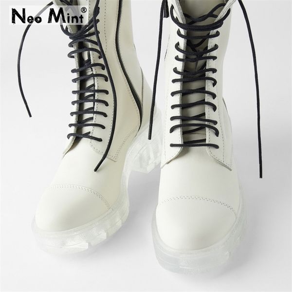 white leather women boots lace up chunky heels ankle boots for women autumn transparent low heel platform shoes woman 201102, Black
white leather women boots lace up chunky heels ankle boots for women autumn transparent low heel platform shoes woman 201102, Black