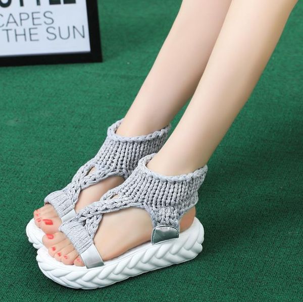 new women gladiator sandals flat wool shoes summer solid platform shoes ladies thick-bottomed knitting sandals sandalias zapatos, Black
new women gladiator sandals flat wool shoes summer solid platform shoes ladies thick-bottomed knitting sandals sandalias zapatos, Black