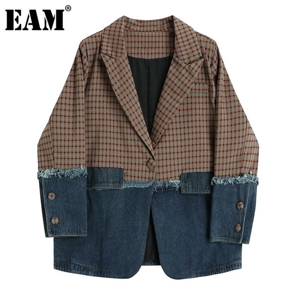 eam women plaid denim split big size blazer lapel long sleeve loose fit jacket fashion spring autumn 1dc811 y201026, White;black
eam women plaid denim split big size blazer lapel long sleeve loose fit jacket fashion spring autumn 1dc811 y201026, White;black