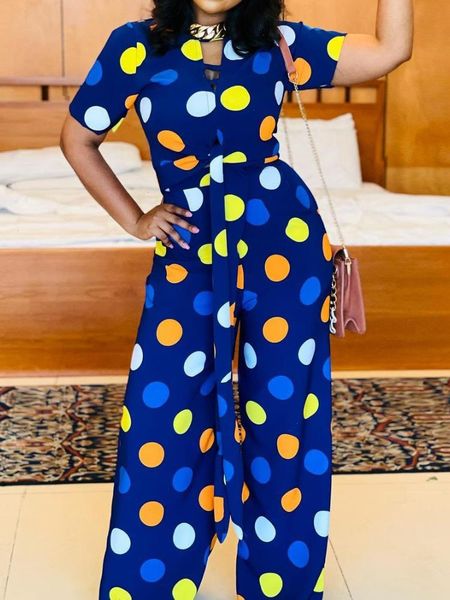 women polka dot printed jumpsuits wide leg high waist with sashes summer fashion female african ladies casual autumn, Black;white
women polka dot printed jumpsuits wide leg high waist with sashes summer fashion female african ladies casual autumn, Black;white