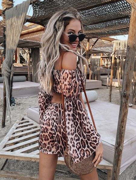 leopard cover up with shorts set d8kj#, White;black