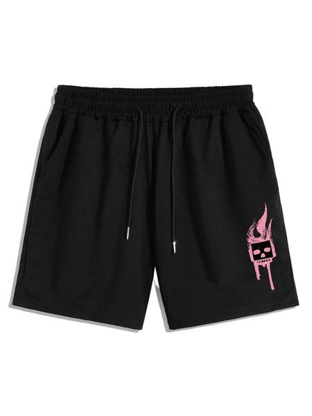 romwe guys skull graphic shorts h9uw#, White;black