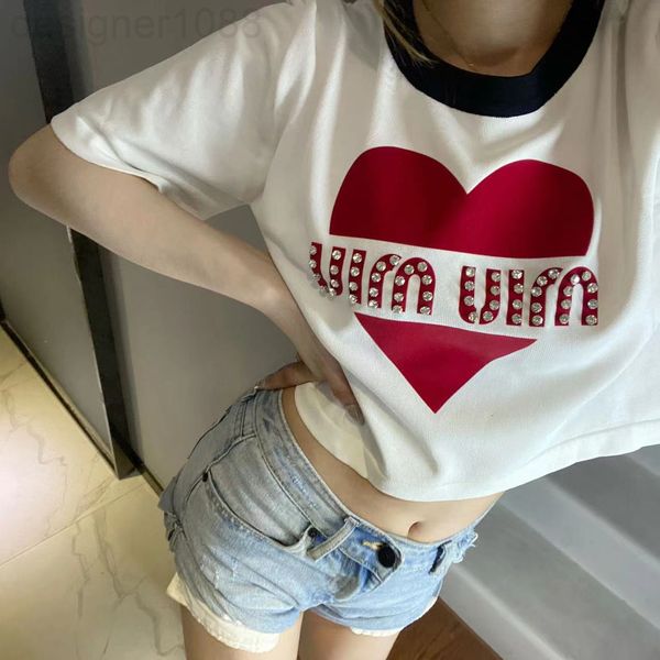 women's t-shirt designer 22 spring and summer new heavy industry quzhu short sleeve red black color contrast classic good-looking simpl, White
women's t-shirt designer 22 spring and summer new heavy industry quzhu short sleeve red black color contrast classic good-looking simpl, White