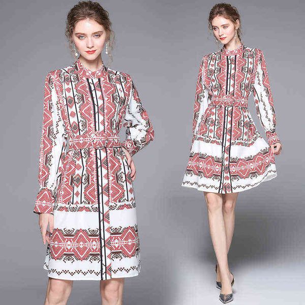 luxury designer women's dresses geometric print stand collar single breasted lantern sleeve lace up women's dresses clothing ladie, Black;gray
luxury designer women's dresses geometric print stand collar single breasted lantern sleeve lace up women's dresses clothing ladie, Black;gray