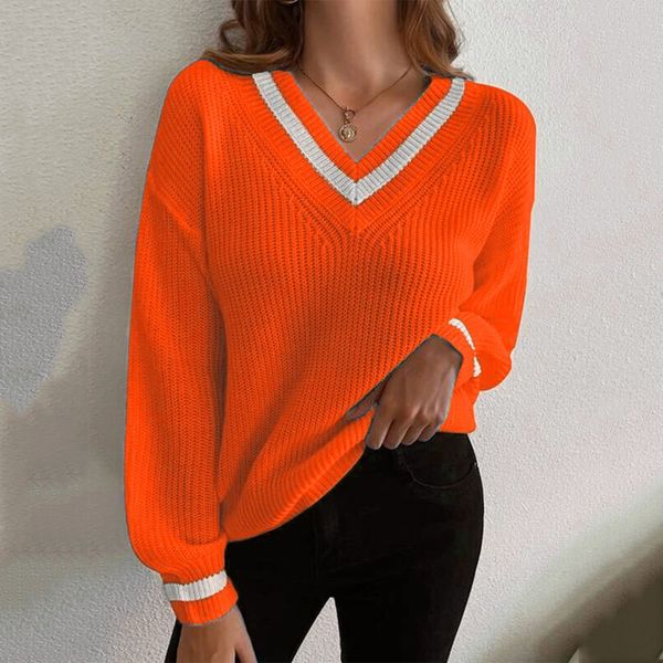autumn winter new women v-neck long sleeve jumper fashion color spliced casual sweaters female loose knitted pullover, White;black
autumn winter new women v-neck long sleeve jumper fashion color spliced casual sweaters female loose knitted pullover, White;black
