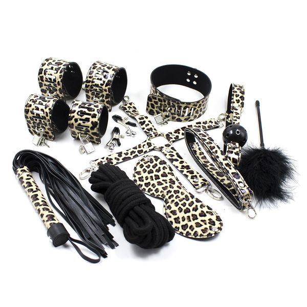 sm leopard print bondage 10 pcs of supplies pu leather female slave temptation props sexyual couple toy 
sm leopard print bondage 10 pcs of supplies pu leather female slave temptation props sexyual couple toy