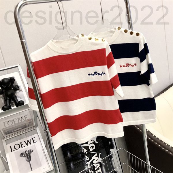 women's knits & tees designer sharp goods high-end net red spring and summer wide stripe versatile thin short sleeved sweater for women, White
women's knits & tees designer sharp goods high-end net red spring and summer wide stripe versatile thin short sleeved sweater for women, White