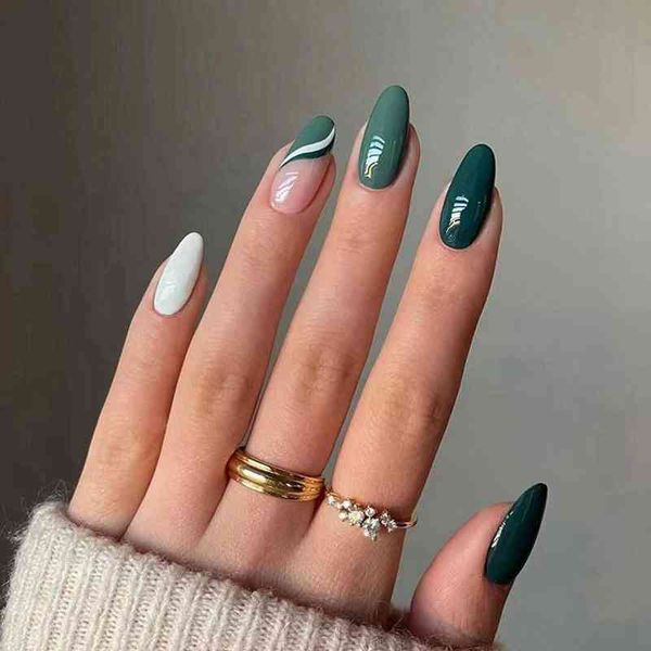 false nails 24pcs green white french fake wearable almond round nail art simple press on with design wholesale 0616
false nails 24pcs green white french fake wearable almond round nail art simple press on with design wholesale 0616