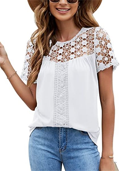 & tees women's summer casual eyelet cute shirt lace short sleeve shirt belted, White
& tees women's summer casual eyelet cute shirt lace short sleeve shirt belted, White