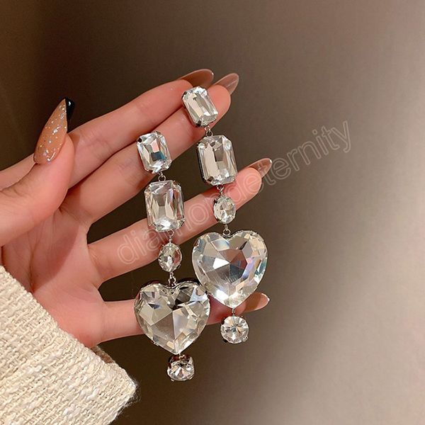 fashion jewelry heart earrings design exaggerated shiny glass dangle earrings for women, Silver
fashion jewelry heart earrings design exaggerated shiny glass dangle earrings for women, Silver
