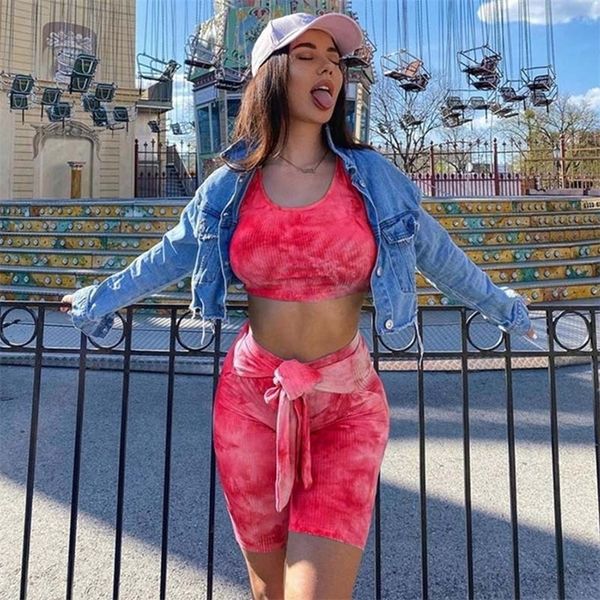 women summer set tie dye two piece sets streetwear bandage outfits ladies tracksuit crop t shirt shorts sweatsuit female t200701, White
women summer set tie dye two piece sets streetwear bandage outfits ladies tracksuit crop t shirt shorts sweatsuit female t200701, White