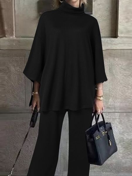 celmia set women 2 pieces fashion spring winter trousers suit casual solid high collar 3 4 sleeve wide leg long pants 220809, White
celmia set women 2 pieces fashion spring winter trousers suit casual solid high collar 3 4 sleeve wide leg long pants 220809, White