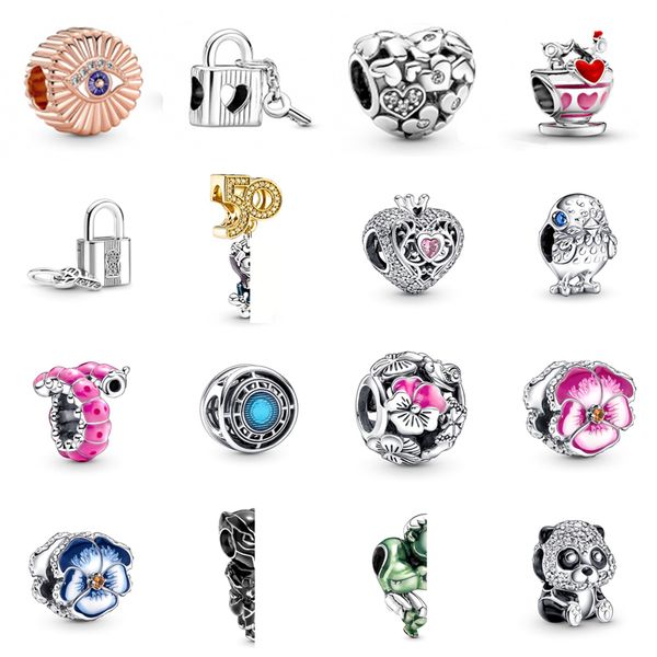 new 2021 100% 925 sterling silver caterpillar charm fit diy original bracelet fshion jewelry gift, Black
