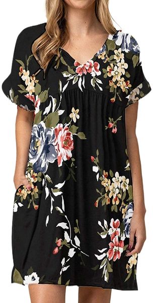 women's baby doll dress summer casual tunic pleated flowy swing short sleeve black v neck mini dress d8px#, Black;gray
women's baby doll dress summer casual tunic pleated flowy swing short sleeve black v neck mini dress d8px#, Black;gray