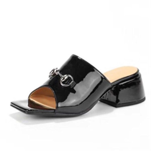 beach slippers summer designer women shoes coarser heel flops 100% patent leather lady half slipper metal luxury high heeled sanda254w, Black
beach slippers summer designer women shoes coarser heel flops 100% patent leather lady half slipper metal luxury high heeled sanda254w, Black