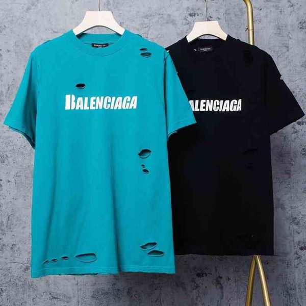 2022 designer bal t shirt 2022 summer new fashion paris short sleeve crack hole retro loose couple t-shirt for men and women, White;black
2022 designer bal t shirt 2022 summer new fashion paris short sleeve crack hole retro loose couple t-shirt for men and women, White;black