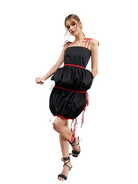 x vinny syam contrast knot detail shirred back ruched slip dress c85c#, Black;gray
x vinny syam contrast knot detail shirred back ruched slip dress c85c#, Black;gray