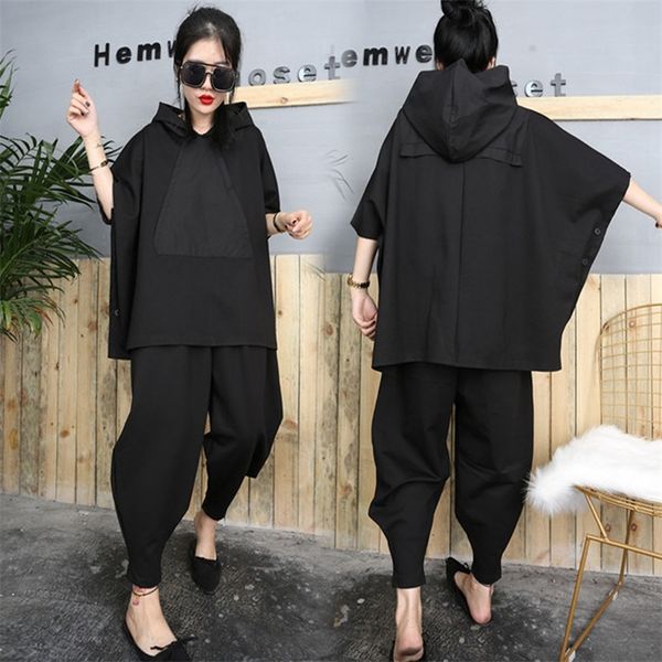 2020 black hip hop 2 piece set autumn oversized tracksuit hooded harem pants women suit female cloak bat shirt clothing t200825, Gray
2020 black hip hop 2 piece set autumn oversized tracksuit hooded harem pants women suit female cloak bat shirt clothing t200825, Gray