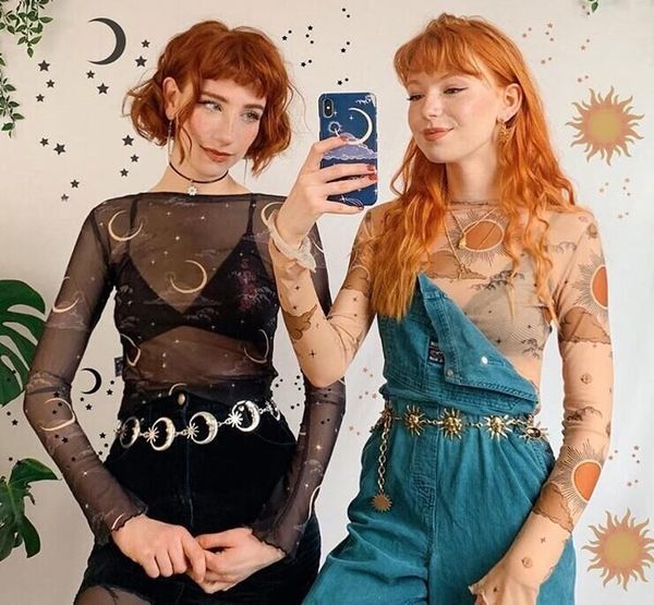fashion sun moon printed transparent mesh t shirt women o neck long sleeve slim basic casual female autumn spring 220714, White
fashion sun moon printed transparent mesh t shirt women o neck long sleeve slim basic casual female autumn spring 220714, White