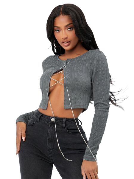 sxy rhinestone chain textured crop l6xe#, White
sxy rhinestone chain textured crop l6xe#, White